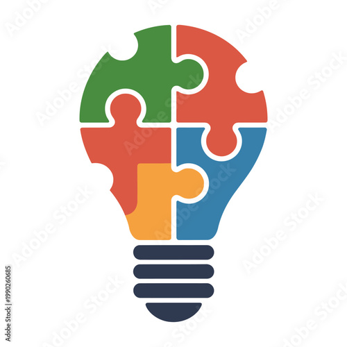 Colorful Light Bulb Puzzle Pieces Idea.