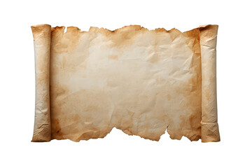Old paper scroll with vintage texture and burnt edges, creating a retro background template