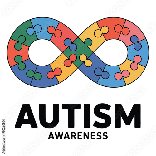 Autism Awareness Puzzle Infinity Symbol Illustration.
