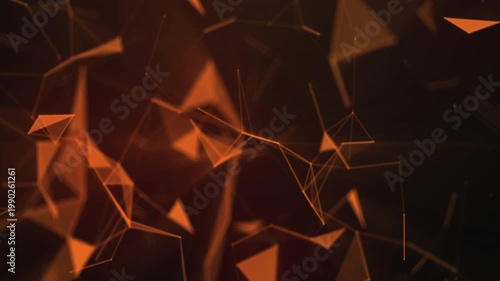 Abstract Low Poly Background with Golden Triangles and Futuristic Geometric Network Design