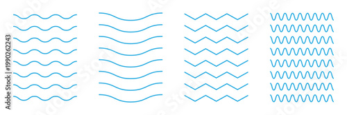 Wave line and wavy zigzag lines. Black underlines wavy curve zig zag line pattern in abstract style. Vector Illustration . EPS 10 .