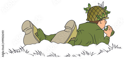 Brave soldier lying in ambush.