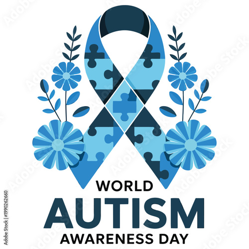 World Autism Awareness Day Support Ribbon.