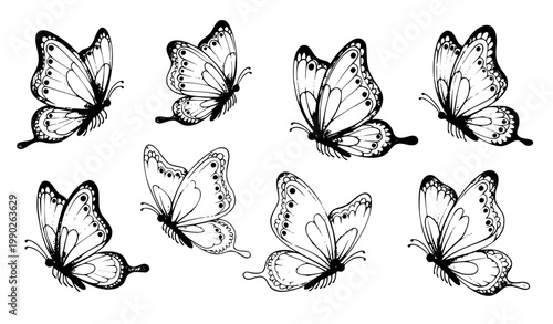 Cute Spring Butterflies Watercolor Vector Illustration for Kids Design