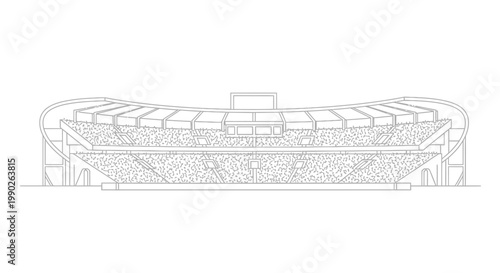 Large Stadium with Curved Roof Design.