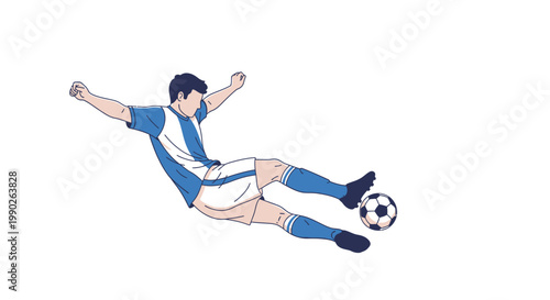 Soccer Player Kicking a Ball Aerially.