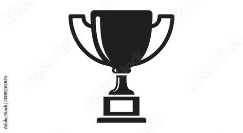 Black trophy cup with handles.