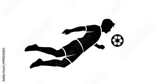 Soccer player kicking ball in air.
