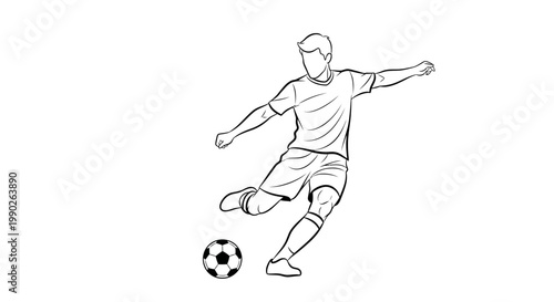 Man Kicking a Soccer Ball.