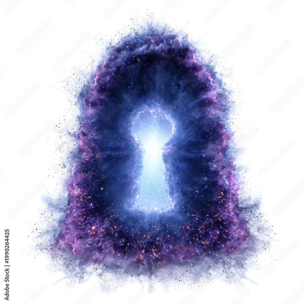 Fototapeta premium Mystical Keyhole Portal Glowing with Cosmic Energy