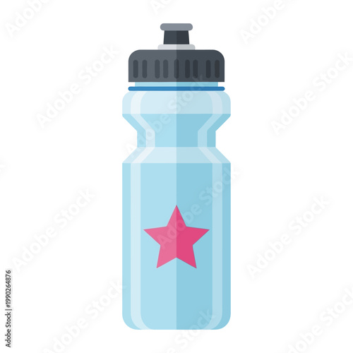 Light blue water bottle with a pink star icon for staying hydrated during sports and exercise
