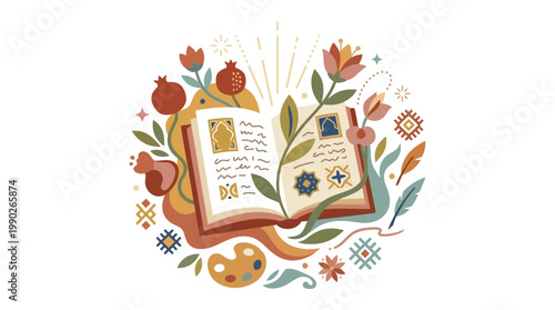 Rabindranath Tagore birthday celebration illustration with Indian literature and Bengali culture festival elements, a literary icon of India in a colorful, artistic portrait vector with