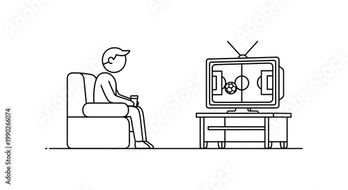 Man sitting on sofa watching television.