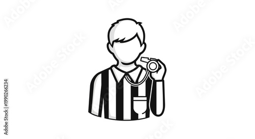 Referee Whistle Black and White Illustration.