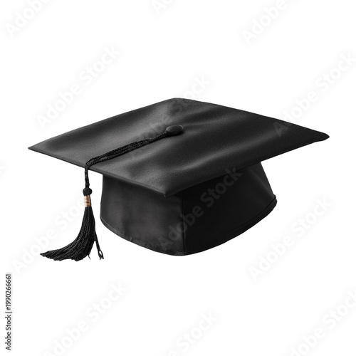 Black graduation cap education achievement symbol isolated on transparent background