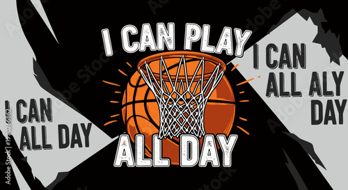 Vibrant street basketball scene with hoop, graffiti backdrop, and players in action.