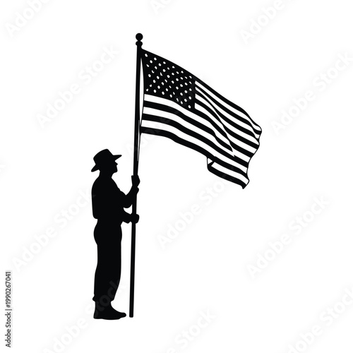 Person holding American flag illustration