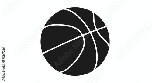 Minimal Black Basketball Icon Representing Sport, Athletics, and Team Play.
