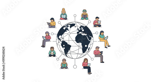 Diverse People Around The World Globe.