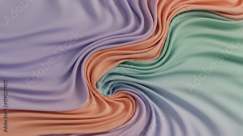Abstract Pastel Silk Fabric Swirling and Flowing in Slow Motion, Creating an Elegant Motion Background
