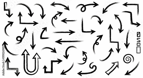 Collection of Hand-Drawn Arrows and Symbols for Design and Navigation Elements