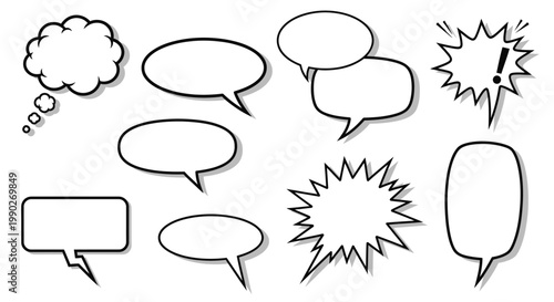 Collection of Diverse Speech Bubbles and Thought Clouds for Communication and Expression