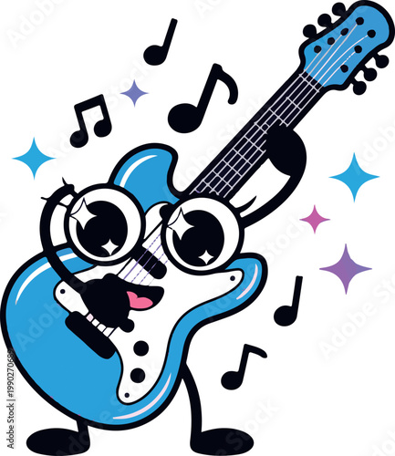 Adobe Illustrator Artwork happy electric guitar buddy 