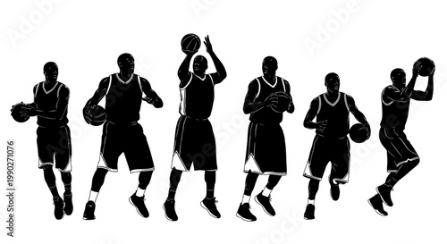 Silhouettes of energetic athletes in dynamic sports poses.