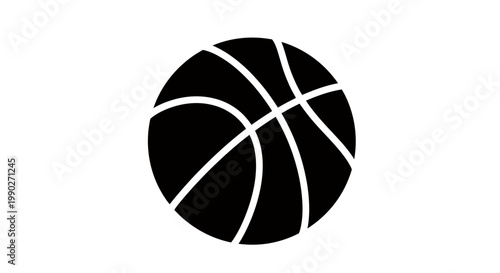 Minimal black basketball icon with white lines suitable for sporty logo and branding design.