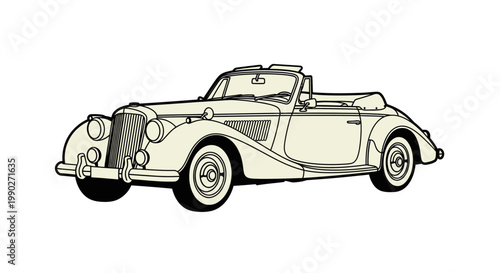 Vintage Convertible Sports Car Illustration.