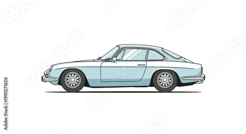 Vintage Teal Classic Sports Car Side.