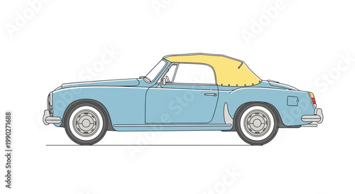 Vintage Convertible Sports Car Side View.