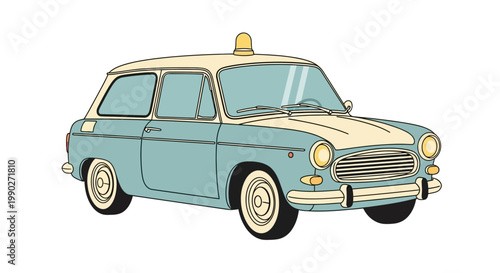 Vintage taxi car illustration.