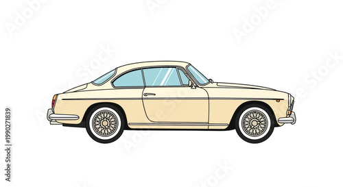 Vintage Cream Color Luxury Sports Car.