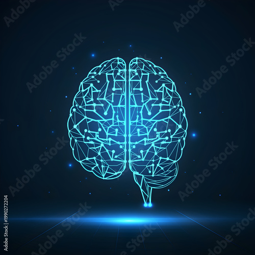 Conceptual AI Brain Icon Representing Machine Intelligence and Data