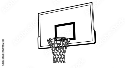 Basketball backboard and hoop with net, sports equipment shown in a simple studio setup for action and training.
