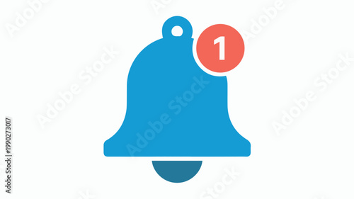 A prominent blue notification bell icon with a red circle badge containing the number 