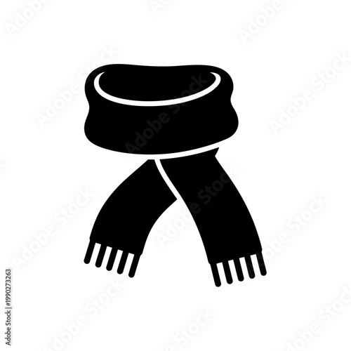 Black scarf icon with folded top and tassels