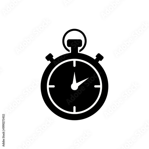 Black stopwatch icon on a for time measurement purposes always
