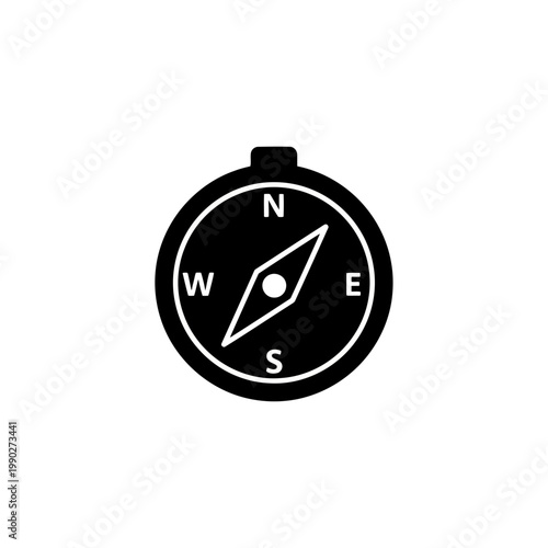 Black compass icon on for navigation and direction