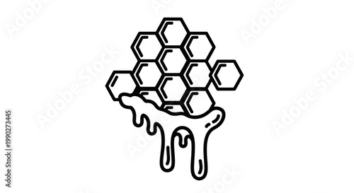 Honeycomb with dripping honey closeup.