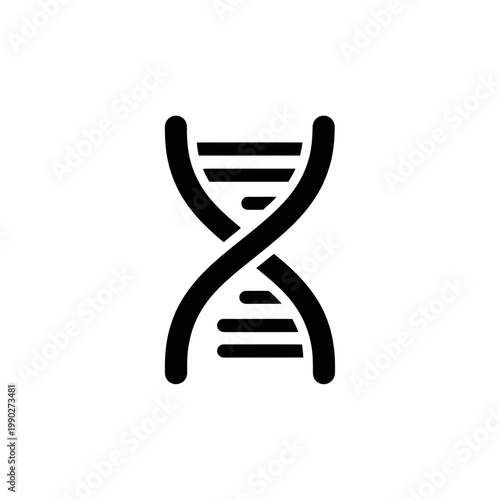 Black dna double helix icon on for genetic concepts