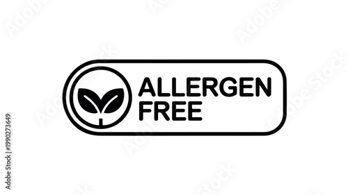 A clean and clear black and white "Allergen Free" label, featuring a green leaf icon within a circular emblem, indicating a product is safe for individuals with allergies.