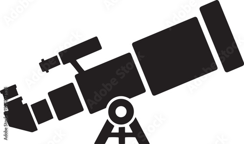 Telescope, astronomy, space, black, icon, vector, illustration, science, technology, research, exploration