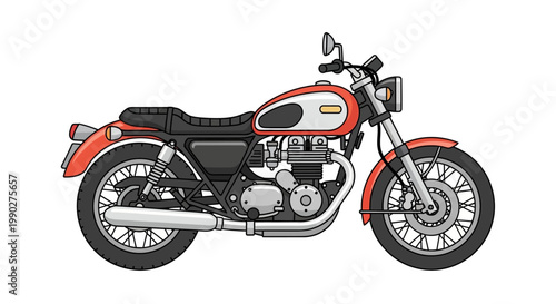 Classic Red Vintage Motorcycle Bike.