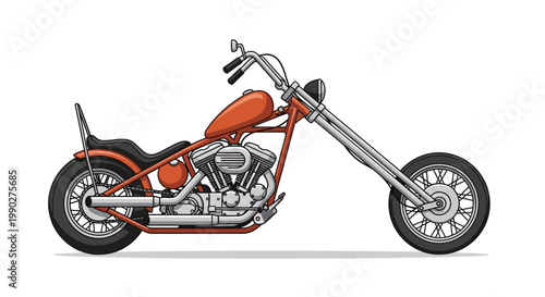 Orange Custom Motorcycle Bike Cruiser.