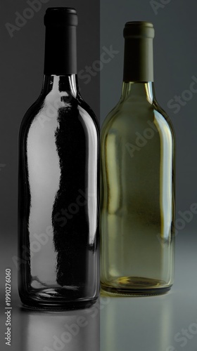 Wallpaper Mural Generative AI, Dark Glass Bottles Still Life Product Photography Gray Background Torontodigital.ca