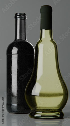 Wallpaper Mural Generative AI, Dark Glass Bottles Still Life Product Photography Gray Background Torontodigital.ca