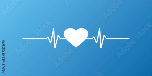 A vector illustration of a heart and heartbeat symbol forming a pulse line cardiogram for medical cardiology and healthcare design