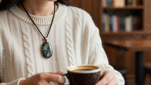 Dark Academia Cafe Lifestyle with Whitby Jet Necklace